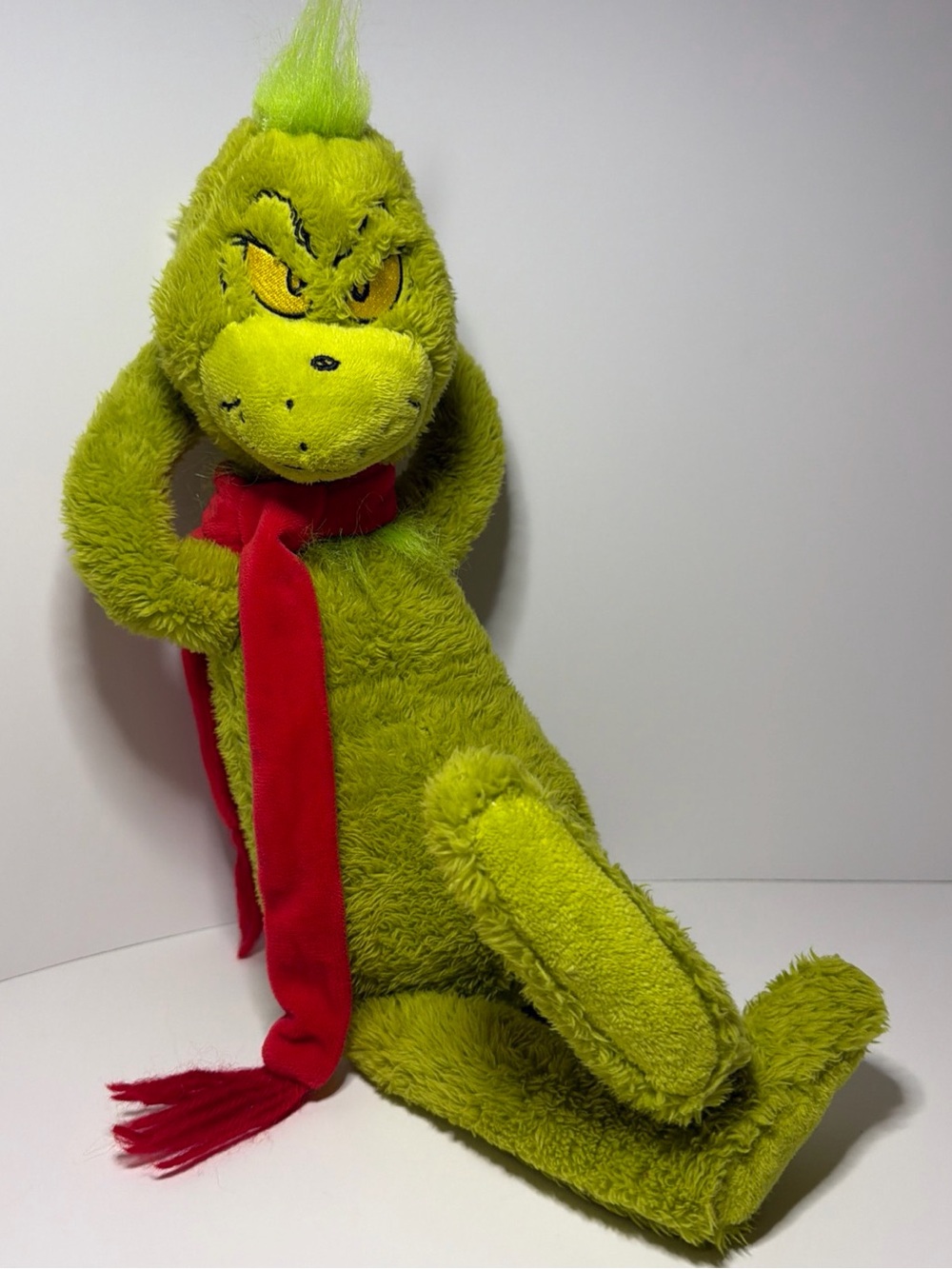 Dr. Seuss Green Grinch Plush Toy with Red Scarf
